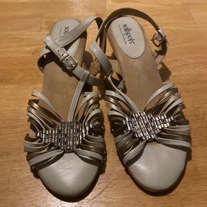 Soft spot sandals. Cork wedges pillow top small imperfection in wedge see photo